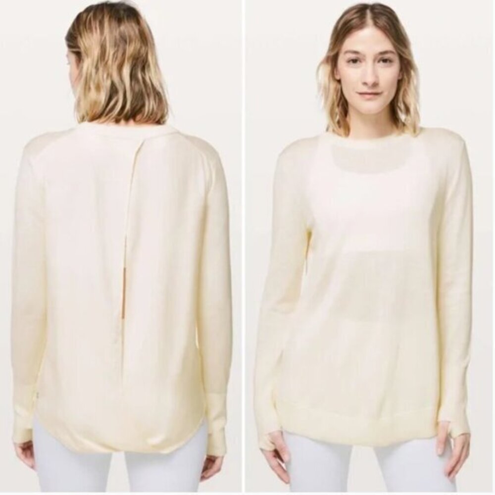 LULULEMON Still At Ease Ivory Pullover Angel Wings Back Size 6 - Picture 1 of 14